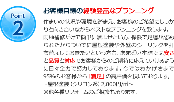 高品質な施工で修理費用が低価格！